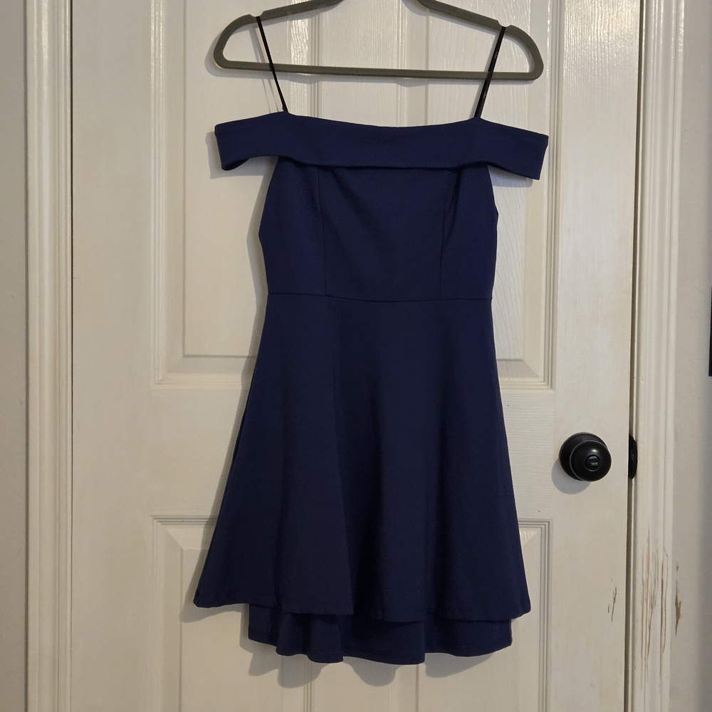 Lulu's Royal Blue One-Shoulder Fit & Flare Dress